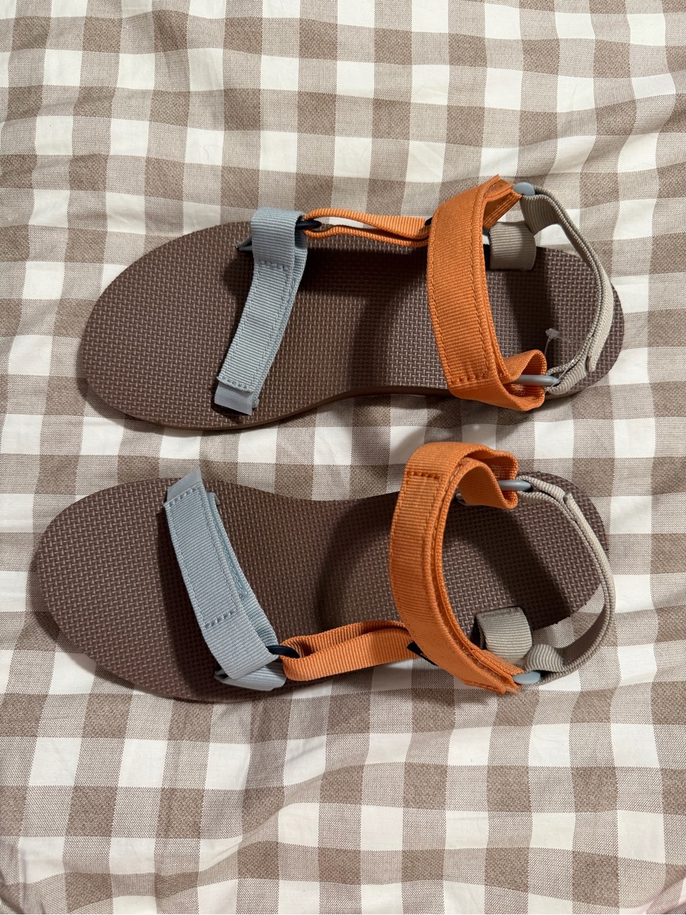 Teva Kids Orange and Gray Strap Sandals with Brown Footbed